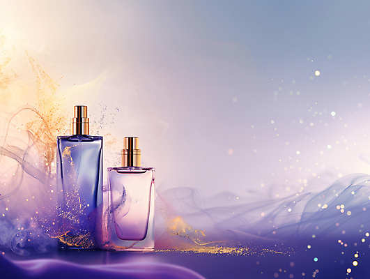 JPG 편집 편집이미지 물결 유리병 사람없음 반짝임 보라색 연기 이미지 공병 향수병 편집실사 AI컴퓨터그래픽 AI콘텐츠 컬러 모션 병_용기 향수 CG 병_담는 파일형식