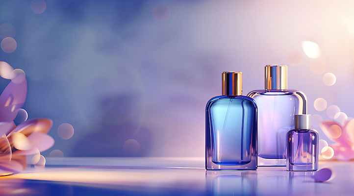 JPG 편집 편집이미지 유리병 사람없음 빛 보라색 연기 보케 이미지 공병 향수병 편집실사 AI컴퓨터그래픽 AI콘텐츠 컬러 병_용기 향수 CG 병_담는 파일형식