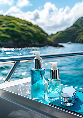 JPG 편집이미지 바다 섬 그림자 사람없음 야외 여름 파란색 햇빛 뷰티 화장품 오브젝트 향수병 편집실사 AI포토 AI콘텐츠 계절 컬러 태양 향수 CG 병_담는 파일형식