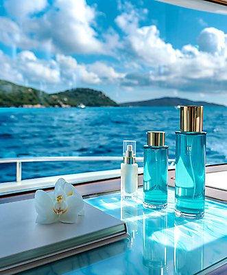 JPG 편집이미지 꽃 바다 창문 그림자 사람없음 여름 파란색 햇빛 뷰티 화장품 오브젝트 향수병 편집실사 AI포토 AI콘텐츠 식물 계절 컬러 태양 향수 CG 병_담는 파일형식