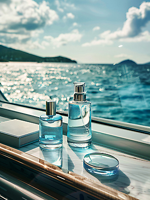 JPG 편집이미지 바다 창문 그림자 사람없음 여름 파란색 햇빛 뷰티 반사 화장품 오브젝트 향수병 편집실사 AI포토 AI콘텐츠 계절 컬러 태양 향수 CG 병_담는 파일형식