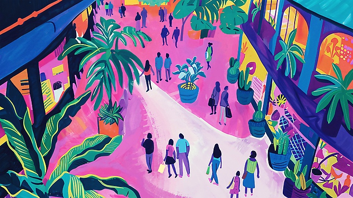 전신 PSD 라이프스타일 여자 남자 화분 분홍색 일러스트 수채화 여러명 성인 여름 쇼핑 야자수 쇼핑몰 쇼윈도 감성 몬스테라 성인만 트로피컬아트 플리마켓 국내일러스트 나무 식물 계절 컬러 다수 컨셉 사람 생활 전시 시장 그림 파일형식