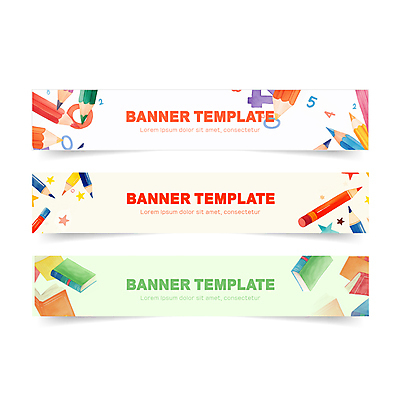 템플릿 배너 배너템플릿 교육 가로배너 색연필 수채화 사람없음 책 컬러풀 숫자 연필 현수막 에듀 배너세트 AI파일 문자 컬러 학용품 가로 세트 필기구 에듀케이션 파일형식 벡터