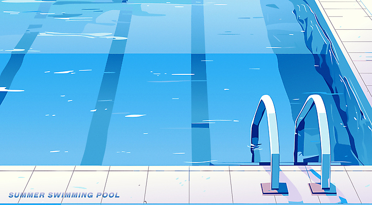 라이프스타일 일러스트 수영장 손잡이 사람없음 여름 파란색 운동 계단 수영 시원함 심플 국내일러스트 AI파일 계절 컬러 건강 생활 수상스포츠 파일형식 벡터