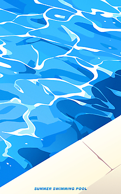 라이프스타일 물결 일러스트 수영장 사람없음 여름 파란색 운동 수영 시원함 심플 국내일러스트 AI파일 계절 컬러 건강 생활 수상스포츠 파일형식 벡터