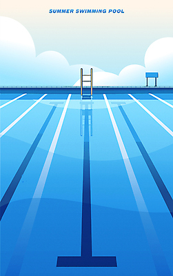구름 라이프스타일 일러스트 사다리 수영장 사람없음 여름 파란색 운동 수영 시원함 심플 국내일러스트 AI파일 자연요소 계절 컬러 건강 생활 도구 수상스포츠 파일형식 벡터