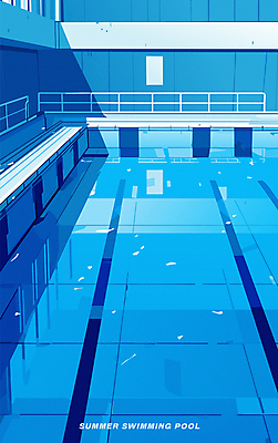 라이프스타일 일러스트 사람없음 여름 파란색 울타리 운동 수영 시원함 심플 실내수영장 국내일러스트 AI파일 계절 컬러 수영장 실내 건강 생활 담장 수상스포츠 파일형식 벡터