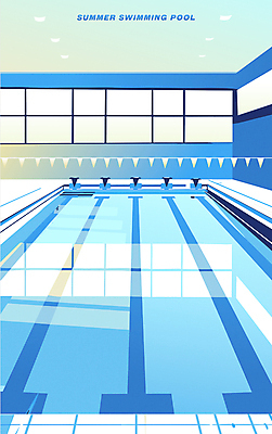 라이프스타일 일러스트 창문 사람없음 여름 파란색 운동 수영 시원함 심플 가랜드 실내수영장 국내일러스트 AI파일 계절 컬러 수영장 실내 건강 생활 수상스포츠 파티용품 파일형식 벡터
