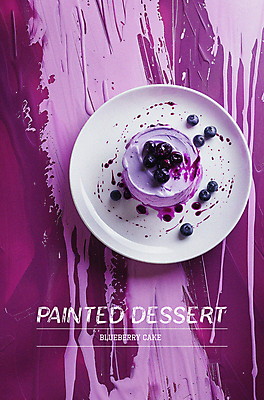 PSD 편집이미지 접시 디자인 포스터 조각 타이포그라피 사람없음 케이크 보라색 페인트 달콤 질감 블루베리 플레이트 이미지편집 문자 식기 컬러 과일 디저트 맛 스키용품 파일형식