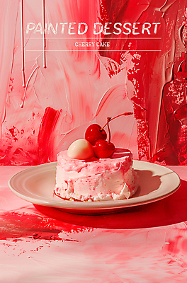 PSD 편집이미지 접시 디자인 포스터 조각 타이포그라피 사람없음 빨간색 케이크 페인트 체리 달콤 질감 플레이트 이미지편집 문자 식기 컬러 과일 디저트 맛 스키용품 파일형식