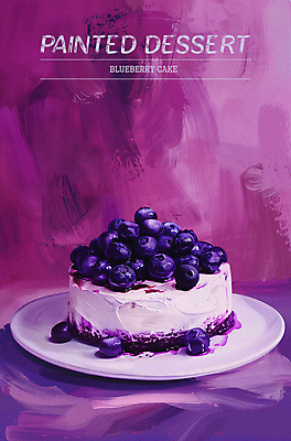 PSD 편집이미지 접시 디자인 포스터 조각 타이포그라피 사람없음 케이크 보라색 페인트 달콤 질감 블루베리 플레이트 이미지편집 문자 식기 컬러 과일 디저트 맛 스키용품 파일형식