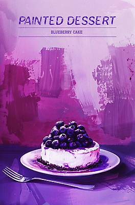 PSD 편집이미지 접시 디자인 포스터 조각 포크 타이포그라피 사람없음 케이크 보라색 페인트 달콤 질감 블루베리 플레이트 이미지편집 문자 식기 컬러 과일 디저트 맛 스키용품 파일형식