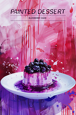 PSD 편집이미지 접시 디자인 포스터 조각 타이포그라피 사람없음 케이크 보라색 페인트 달콤 질감 블루베리 플레이트 이미지편집 문자 식기 컬러 과일 디저트 맛 스키용품 파일형식