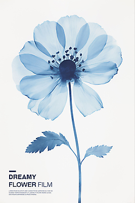 PSD 편집이미지 꽃잎 포스터 타이포그라피 사람없음 파란색 투명 우아함 필름 아날로그 이미지편집 문자 꽃 컬러 컨셉 파일형식