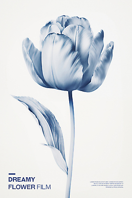 PSD 편집이미지 꽃잎 포스터 타이포그라피 사람없음 파란색 튤립 투명 우아함 필름 아날로그 이미지편집 문자 꽃 컬러 컨셉 파일형식