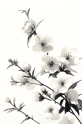 JPG 잎 일러스트 붓터치 수묵화 사람없음 검은색 난초 분위기 동양화 매화 번짐 국내일러스트 AI일러스트 AI콘텐츠 식물 꽃 컬러 컨셉 미술 파일형식 효과