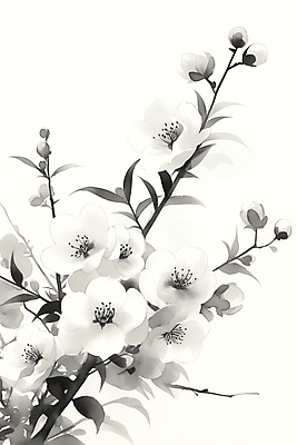 JPG 잎 일러스트 붓터치 수묵화 사람없음 검은색 난초 분위기 동양화 매화 번짐 국내일러스트 AI일러스트 AI콘텐츠 식물 꽃 컬러 컨셉 미술 파일형식 효과