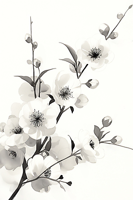 JPG 잎 일러스트 붓터치 수묵화 사람없음 검은색 난초 분위기 동양화 매화 번짐 국내일러스트 AI일러스트 AI콘텐츠 식물 꽃 컬러 컨셉 미술 파일형식 효과