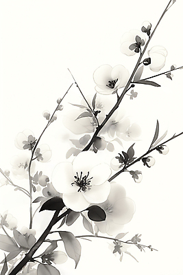 JPG 잎 일러스트 붓터치 수묵화 사람없음 검은색 난초 분위기 동양화 매화 번짐 국내일러스트 AI일러스트 AI콘텐츠 식물 꽃 컬러 컨셉 미술 파일형식 효과