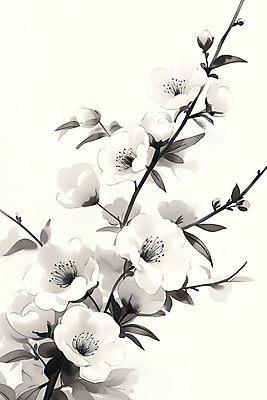 JPG 잎 일러스트 붓터치 수묵화 사람없음 검은색 난초 분위기 동양화 매화 번짐 국내일러스트 AI일러스트 AI콘텐츠 식물 꽃 컬러 컨셉 미술 파일형식 효과