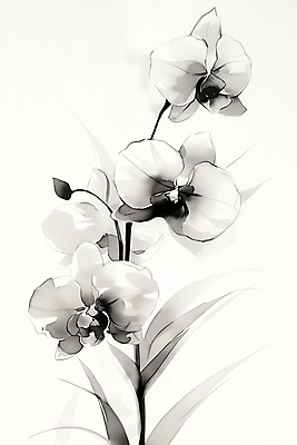 JPG 잎 일러스트 붓터치 수묵화 사람없음 검은색 난초 분위기 동양화 매화 번짐 국내일러스트 AI일러스트 AI콘텐츠 식물 꽃 컬러 컨셉 미술 파일형식 효과