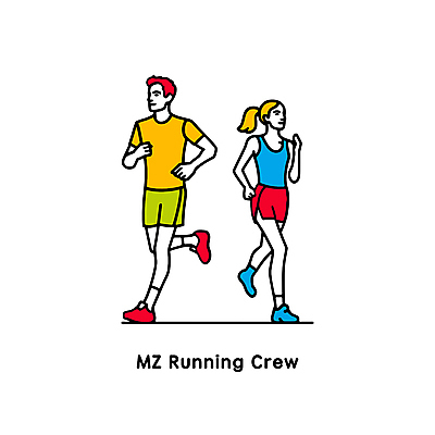 전신 여자 남자 스포츠 일러스트 성인 타이포그라피 두명 운동복 컬러풀 달리기 운동 그룹 활기 러닝 성인만 국내일러스트 AI파일 문자 옷 컬러 컨셉 모션 건강 사람 파일형식 벡터