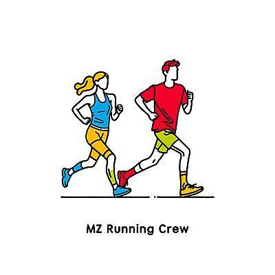 전신 여자 남자 스포츠 일러스트 성인 타이포그라피 두명 운동복 컬러풀 달리기 운동 그룹 활기 러닝 성인만 국내일러스트 AI파일 문자 옷 컬러 컨셉 모션 건강 사람 파일형식 벡터