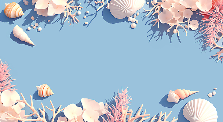 JPG 편집이미지 자연 불가사리 프레임 해변 사람없음 파란색 돌_바위 화려 조개껍데기 산호초 카피스페이스 편집실사 바다 컬러 컨셉 조개 극피동물 공백 수중식물 CG 생태계 파일형식