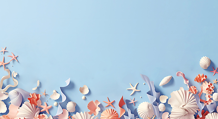 JPG 편집이미지 자연 불가사리 프레임 해변 사람없음 파란색 돌_바위 화려 조개껍데기 산호초 카피스페이스 편집실사 바다 컬러 컨셉 조개 극피동물 공백 수중식물 CG 생태계 파일형식