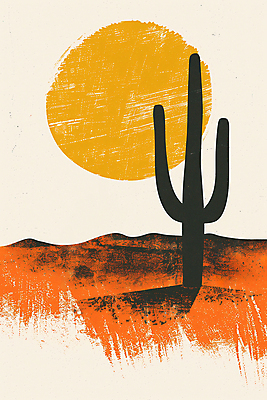 JPG 모래 일러스트 하늘 산 선인장 풍경 사람없음 여름 태양 주황색 사막 빈티지 더위 국내일러스트 AI일러스트 AI콘텐츠 자연요소 식물 계절 컬러 컨셉 날씨 파일형식