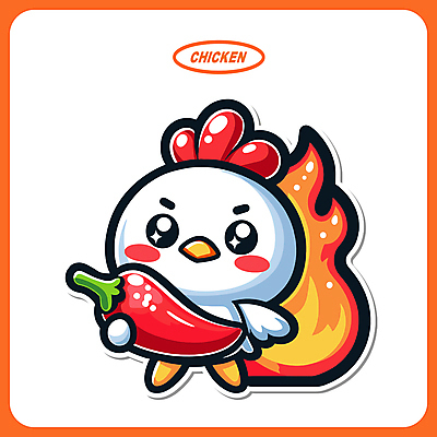 동물 음식 일러스트 고추 불 들기 사람없음 빨간색 치킨 닭 매움 닭캐릭터 일러캐릭터 AI파일 자연요소 캐릭터 컬러 동물캐릭터 채소 모션 조류 맛 닭고기요리 파일형식 벡터
