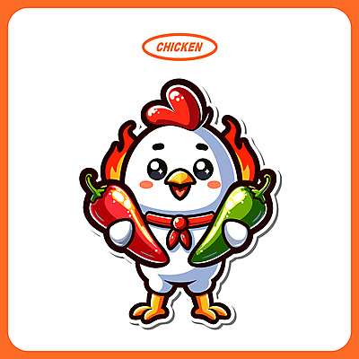 동물 음식 일러스트 고추 불 들기 사람없음 빨간색 치킨 닭 매움 닭캐릭터 일러캐릭터 AI파일 자연요소 캐릭터 컬러 동물캐릭터 채소 모션 조류 맛 닭고기요리 파일형식 벡터
