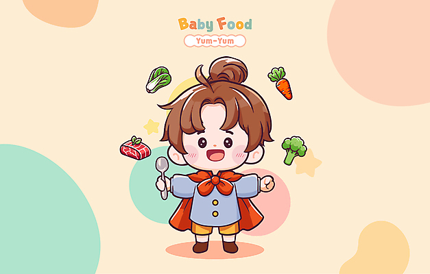 남자 어린이 일러스트 팔벌리기 한명 들기 소년 타이포그라피 귀여움 숟가락 당근 소고기 브로콜리 배추 영양 이유식 빨간망토 소년한명만 국내일러스트 AI파일 문자 1 음식 컨셉 채소 모션 뿌리채소 수저 육류 사람 망토 남자한명만 소년만 파일형식 벡터