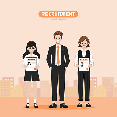전신 캐릭터 여자 남자 일러스트 들기 성인 건물 세명 주황색 도전 도시 직장인 비즈니스맨 비즈니스우먼 주머니손 이력서 모집 구인구직 채용 채용공고 성인만 청년취업 일러캐릭터 AI파일 직업 건축물 컬러 비즈니스 모션 사람 구직 구인 파일형식 벡터