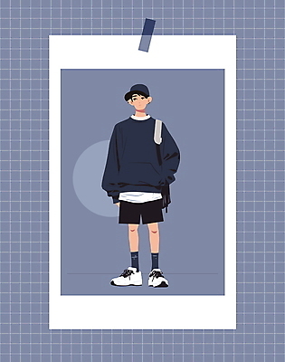 전신 모자 패션 남자 가방 일러스트 프레임 한명 성인 파란색 귀여움 주머니손 심플 테이프 소셜네트워크 필름사진 성인남자한명만 오오티디 국내일러스트 AI파일 1 잡화 컬러 컨셉 모션 문구용품 사람 신조어 남자한명만 성인남자만 파일형식 벡터