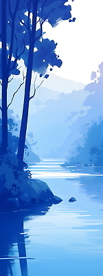 JPG 나무 무료이미지 일러스트 자연 하늘 산 풍경 사람없음 물 여름 파란색 강 평화 고요 바위 풀 숲 국내일러스트 AI일러스트 AI콘텐츠 자연요소 식물 계절 컬러 컨셉 돌_바위 생태계 파일형식