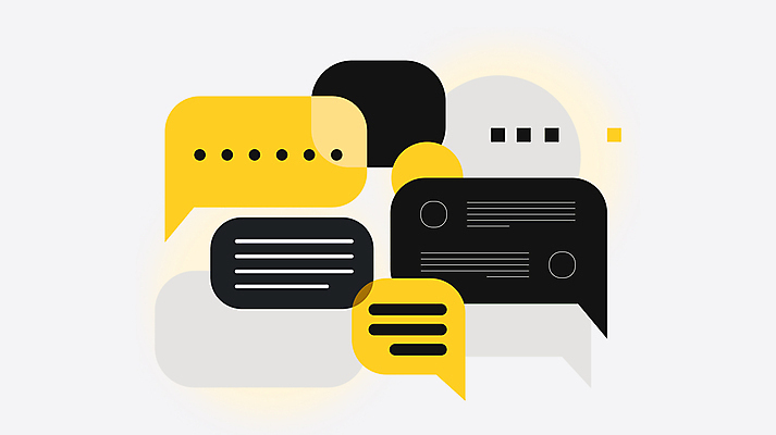 선 말풍선 일러스트 비즈니스 커뮤니케이션 대화 사람없음 그래픽 노란색 점 메시지 소통 국내일러스트 AI파일 컬러 컨셉 말하기 파일형식 벡터