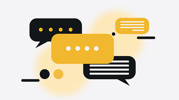 선 말풍선 일러스트 비즈니스 커뮤니케이션 대화 사람없음 그래픽 노란색 점 메시지 소통 국내일러스트 AI파일 컬러 컨셉 말하기 파일형식 벡터