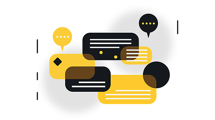 선 말풍선 일러스트 비즈니스 커뮤니케이션 대화 사람없음 그래픽 노란색 점 메시지 소통 국내일러스트 AI파일 컬러 컨셉 말하기 파일형식 벡터