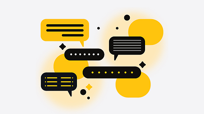 선 말풍선 일러스트 비즈니스 커뮤니케이션 대화 사람없음 그래픽 노란색 점 메시지 소통 국내일러스트 AI파일 컬러 컨셉 말하기 파일형식 벡터