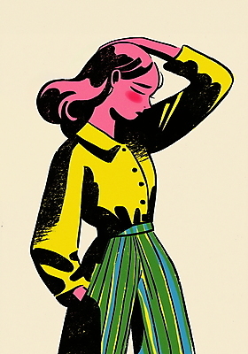 JPG 여자 패션 대학생 셔츠 패턴 일러스트 한명 성인 쇼핑 컬러풀 빈티지 복고 주머니손 성인여자한명만 80년대 키치 국내일러스트 AI일러스트 AI콘텐츠 1 학생 컬러 컨셉 상의 무늬 모션 사람 여자한명만 성인여자만 파일형식