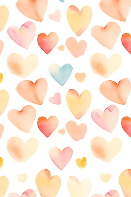 JPG 패턴 일러스트 수채화 사람없음 귀여움 주황색 하트 하트백그라운드 그라데이션 국내일러스트 AI일러스트 AI콘텐츠 모양 컬러 백그라운드 컨셉 무늬 파일형식