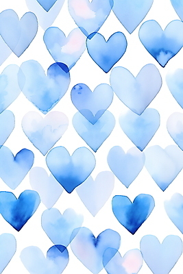JPG 패턴 일러스트 수채화 사람없음 파란색 귀여움 하트 하트백그라운드 그라데이션 국내일러스트 AI일러스트 AI콘텐츠 모양 컬러 백그라운드 컨셉 무늬 파일형식