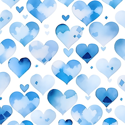JPG 패턴 일러스트 수채화 사람없음 파란색 귀여움 하트 하트백그라운드 그라데이션 국내일러스트 AI일러스트 AI콘텐츠 모양 컬러 백그라운드 컨셉 무늬 파일형식