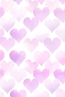 JPG 패턴 일러스트 수채화 사람없음 귀여움 보라색 하트 하트백그라운드 그라데이션 국내일러스트 AI일러스트 AI콘텐츠 모양 컬러 백그라운드 컨셉 무늬 파일형식