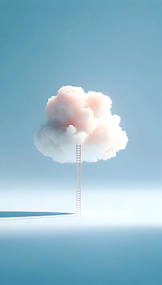 JPG 구름 편집이미지 하늘색 사다리 상상 하늘 추상 풍경 사람없음 평화 꿈 솜 디지털합성 창의성 파스텔톤 편집소스 편집실사 AI컴퓨터그래픽 AI콘텐츠 자연요소 컬러 컨셉 무늬 파란색 도구 CG 파일형식