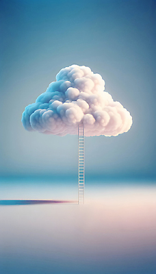 JPG 구름 편집이미지 하늘색 사다리 상상 하늘 추상 풍경 사람없음 평화 꿈 솜 디지털합성 창의성 파스텔톤 편집소스 편집실사 AI컴퓨터그래픽 AI콘텐츠 자연요소 컬러 컨셉 무늬 파란색 도구 CG 파일형식