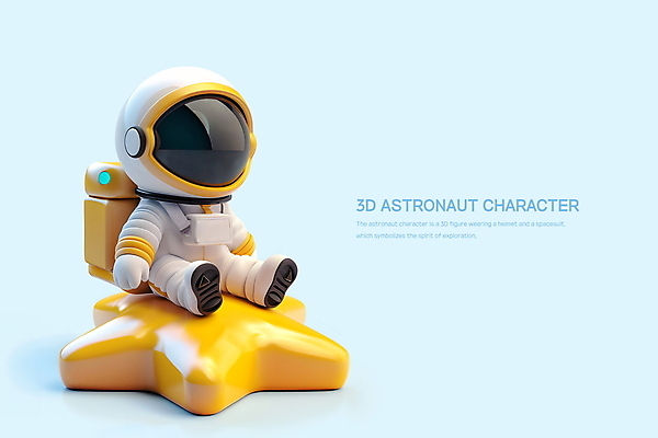전신 PSD 편집이미지 캐릭터 별 하늘색 방석 한명 사람 앉기 타이포그라피 3D 우주 귀여움 우주비행사 외계인 헬멧 우주복 카피스페이스 편집3D 자연요소 문자 1 옷 컨셉 모션 파란색 공백 미확인물체 보호장비 디지털합성 파일형식