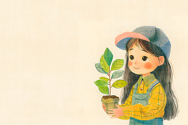 JPG 나무 모자 여자 화분 어린이 일러스트 자연 한명 들기 소녀 노란색 귀여움 환경 꿈 농부 멜빵 꿈나무 소녀한명만 카피스페이스 국내일러스트 AI일러스트 AI콘텐츠 식물 직업 1 잡화 컬러 컨셉 모션 사람 공백 생태계 여자한명만 소녀만 파일형식