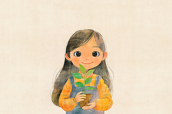 JPG 나무 여자 화분 어린이 일러스트 자연 한명 들기 소녀 노란색 귀여움 환경 꿈 농부 멜빵 꿈나무 소녀한명만 카피스페이스 국내일러스트 AI일러스트 AI콘텐츠 식물 직업 1 잡화 컬러 컨셉 모션 사람 공백 생태계 여자한명만 소녀만 파일형식